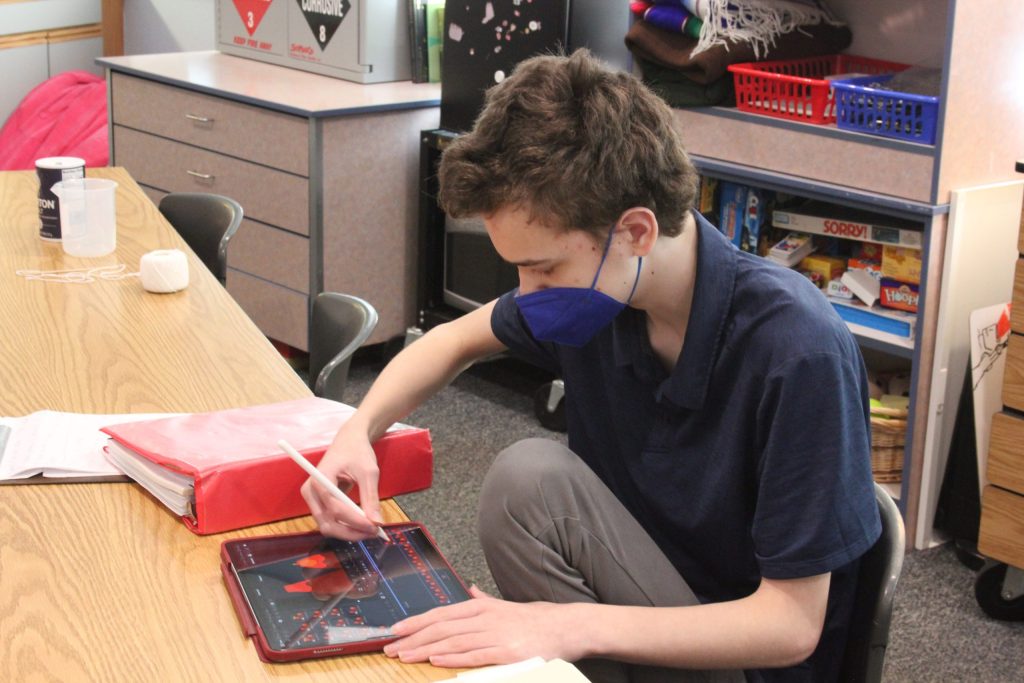 Student working on iPad